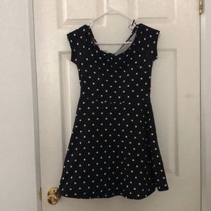 Black and with polka dot dress